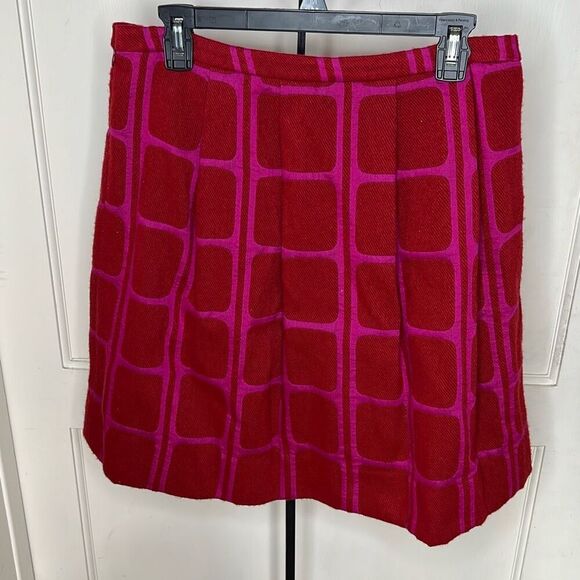 Trina Turk Mod Geometric Red Wool Skirt Size 8 - Picture 5 of 5